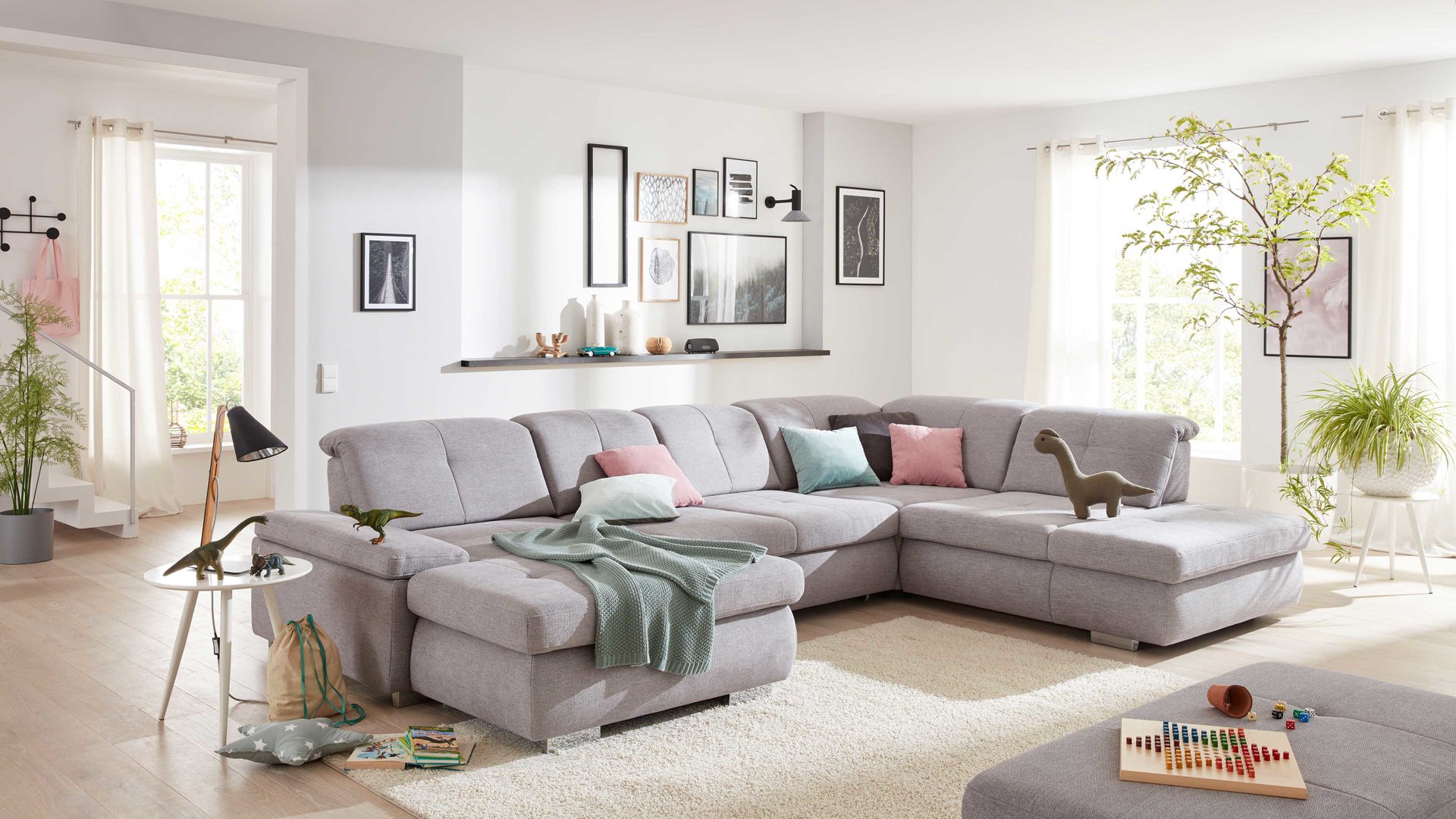 Sofa Couch, Stellfläche cm Möbel ca. x 260 Ecksofas, Metallfüße Modulmaster, Chenille 371 + Crailsheim, Bohn - MM-MP1044 & - Calido Modulmaster A-Z, silberfarbene Wohnlandschaft, Möbel